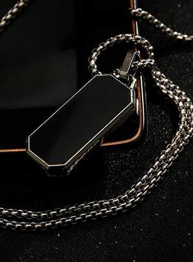 钛钢黑色长条吊坠项链男嘻哈个性几个毛衣链高级感配饰女热销