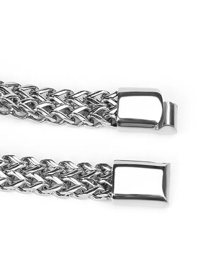 四方双排霸气手链速卖通亚马孙热销时尚潮流钛钢双层正反链首饰品