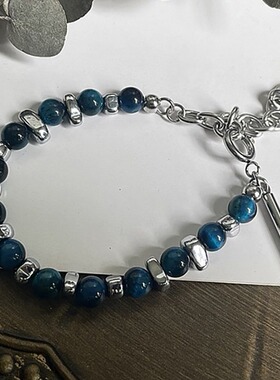 天然石串珠手链男高百搭小众嘻哈配饰女潮简约高级感蓝色手串饰品