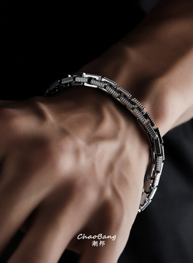 钛钢锯齿纹手链男女个性设计不掉色高级感时尚配饰小众热销款