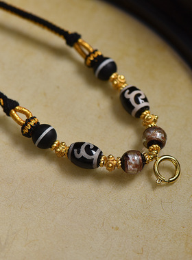 藏式唐卡吊坠绳佛牌链天珠挂脖项链绳手工编织可调节高档挂坠绳女