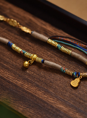 藏式纯手工编织绳唐卡项链吊坠挂绳挂脖款天珠蜜蜡文玩毛衣链批发