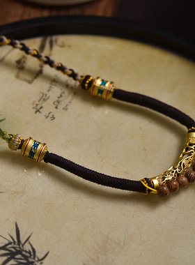 藏式吊坠绳手工编织吊坠挂绳手搓棉线男女款唐卡佛牌挂坠绳锁骨链