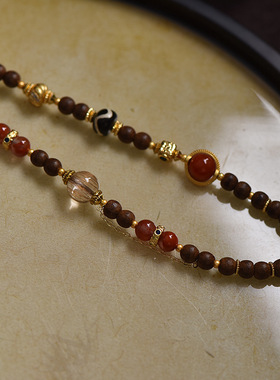 藏式手工编织手搓棉绳檀木唐卡佛牌吊坠绳快拆扣挂绳文玩蜜蜡绳子