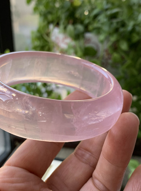 亏清 58.7mm色粉天然莫桑比克粉晶手镯樱花粉芙蓉粉晶85.4g