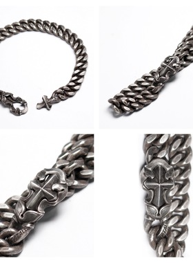 铁心纯银店庆新款十字订做手链