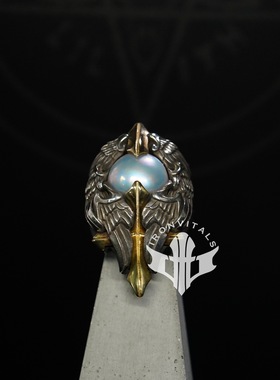 铁心原创宝石纯银十字架暗黑指环