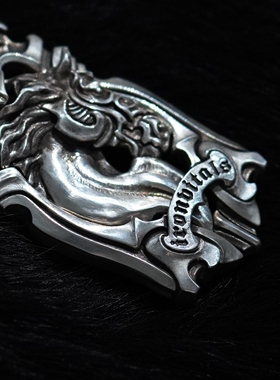 铁心银饰原创设计生肖马牌吊坠