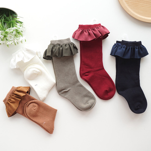 女童袜子蕾丝中筒袜