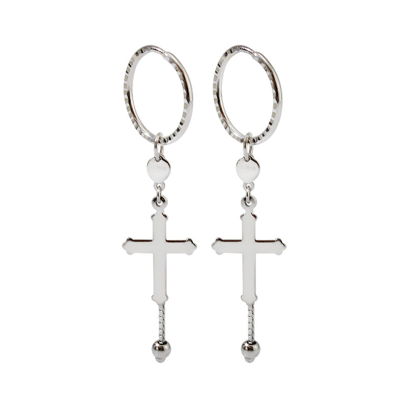 十尚美地更美铂金pt950十字架耳环 十尚美地耳饰