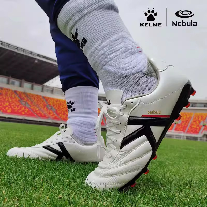 卡尔美足球鞋星云Nebula成人袋鼠皮MG短钉白色足球鞋加宽人草真皮 - 图1