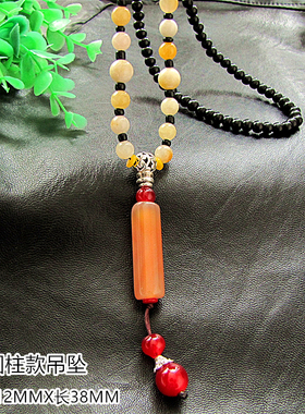 民族风长款玉髓项链女简约气质玉石玛瑙毛衣链森系脖子复古风衣链