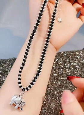 韩版藏银手工编织锁骨链