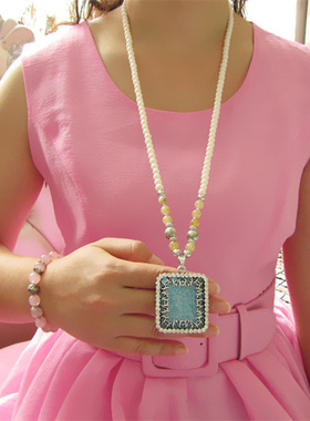 民族风泰国佛牌串珠宝石毛衣链