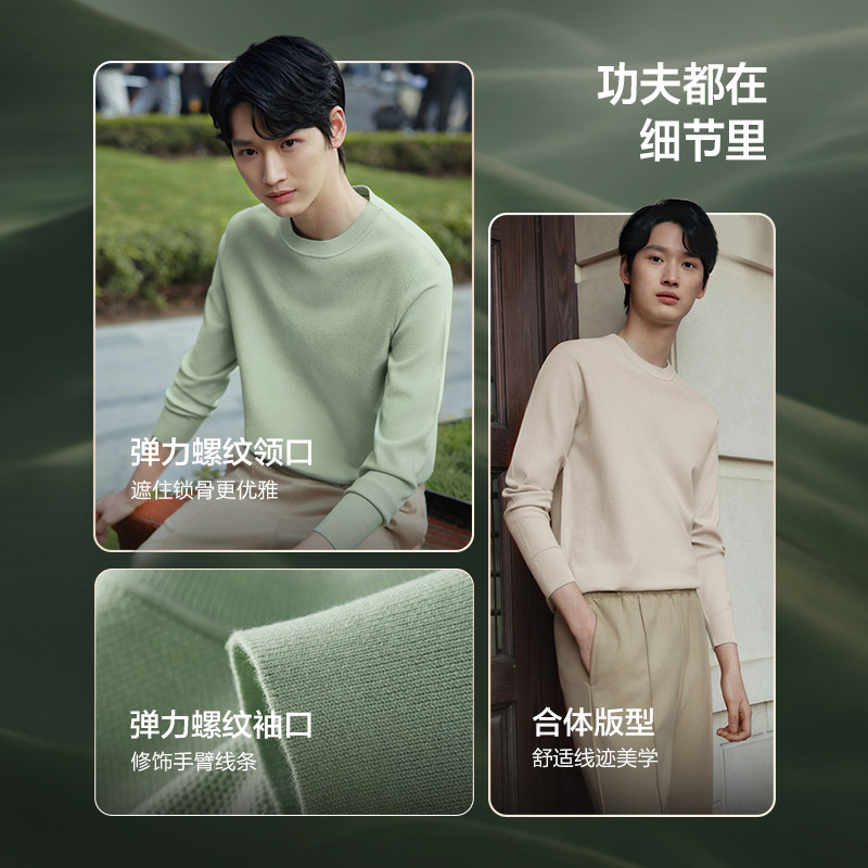 红豆男装圆领含羊毛菠萝纹男士毛衫25秋季新品休闲针织衫打底衫,淘宝优惠券,粉丝福利购,淘宝优惠卷