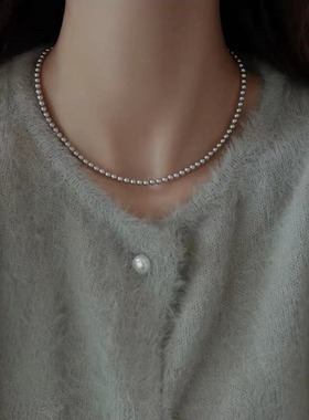 明星同款女灰色珍珠项链