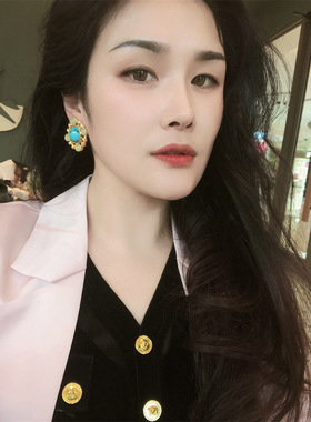 vintage银针中古女复古耳钉