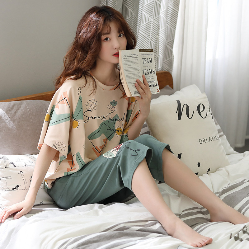 2套价韩版情侣夏纯棉短袖薄款睡衣 梦之如家睡衣/家居服套装