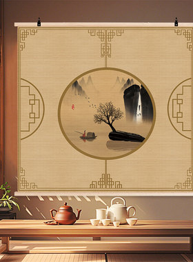 新中式防霉竹丝山水画装饰画客厅