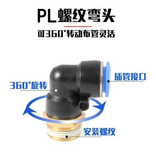 气动快速插接头弯头90°外螺纹PL4 PL6 PL8 PL10 PL12 PL16全系列 - 图2