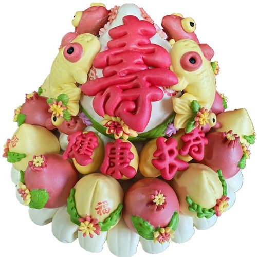 胶东花饽饽喜馍馍老人寿桃寿包山东面食大馒头礼物祝寿生日蛋糕 - 图3