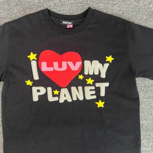 新款跨境外贸Broken Planet爱心字母发泡印花宽松情侣百搭短袖T恤 - 图1