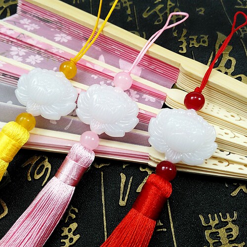 白玉莲花流苏穗子 汉服流苏挂穗中国风挂坠流苏diy材料扇坠宫廷 - 图1