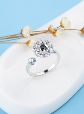 diy镶钻旋转925银韩版开口戒指