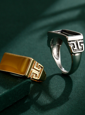 鑫泓泰男纯铜材质复古风戒指空托