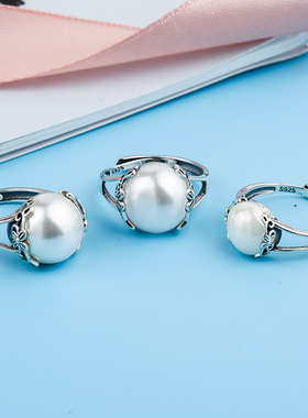 戒指空托女款镶嵌珍珠925纯银