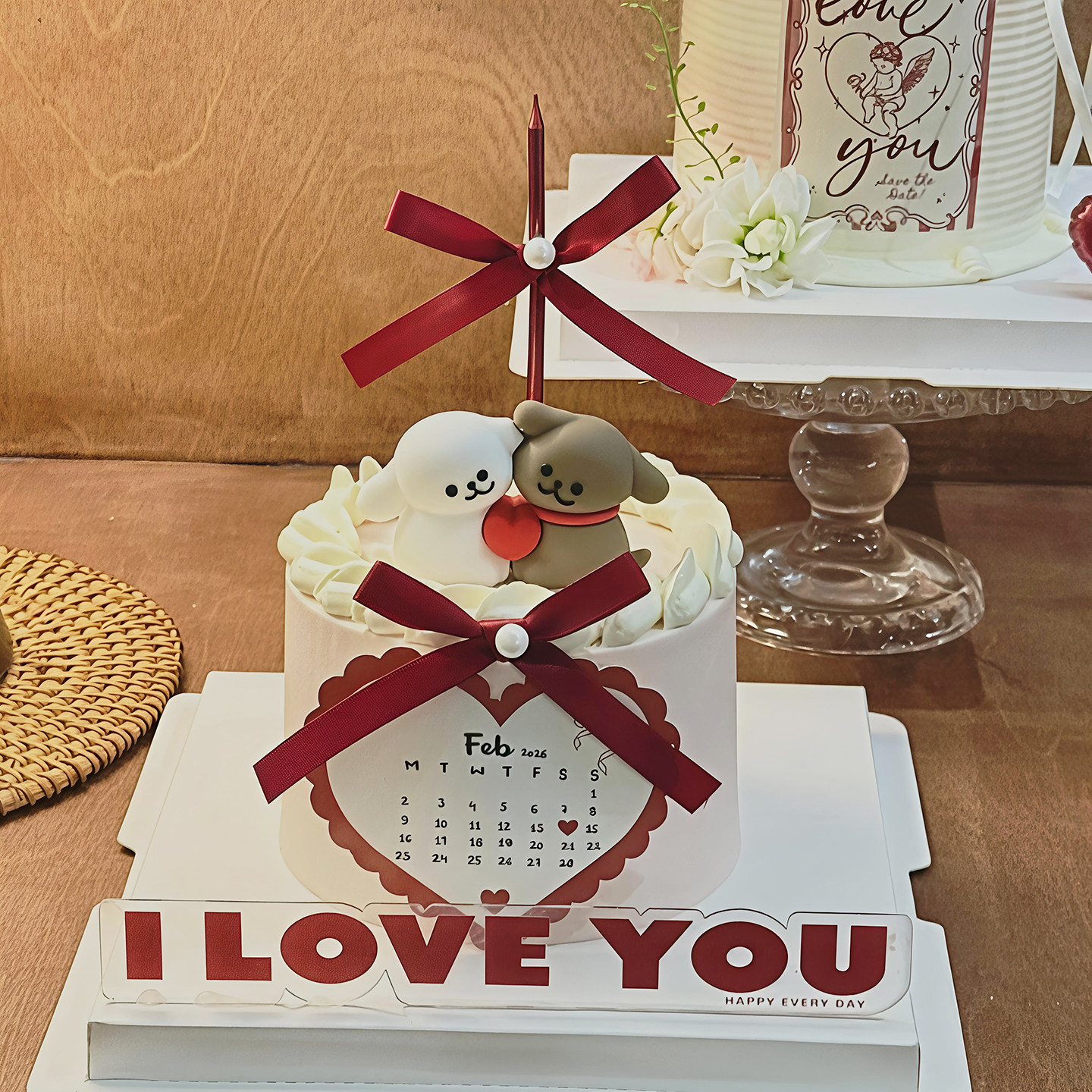 包邮网红2.14情人节烘焙蛋糕装饰摆件卡通拥抱狗狗插件爱心卡片,淘宝优惠券,粉丝福利购,淘宝优惠卷