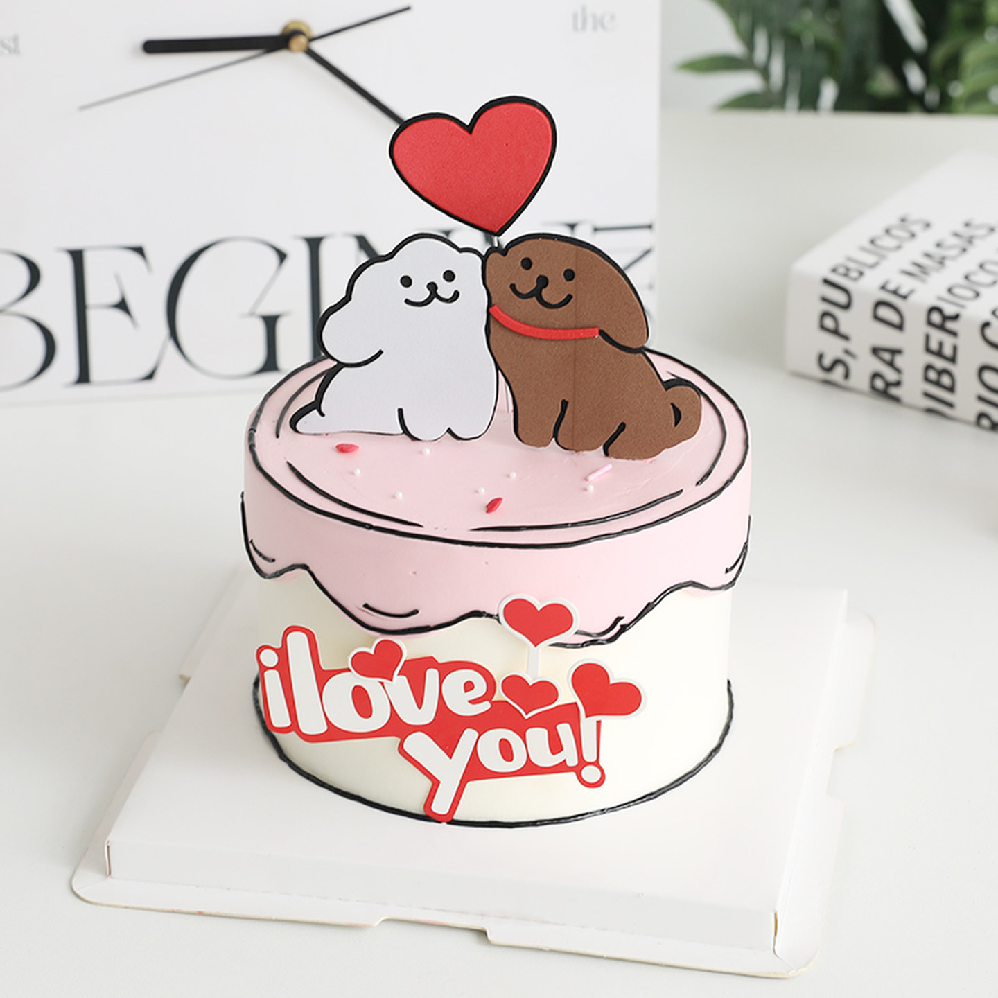 包邮漫画线条小狗eva爱心七夕情人节网红蛋糕装饰卡通狗生日插件,淘宝优惠券,粉丝福利购,淘宝优惠卷