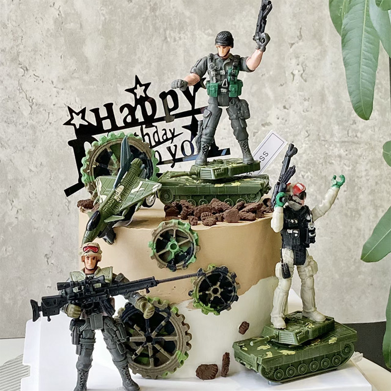 包邮网红男孩军事儿童生日蛋糕装饰摆件坦克直升飞机特种兵插件,淘宝优惠券,粉丝福利购,淘宝优惠卷