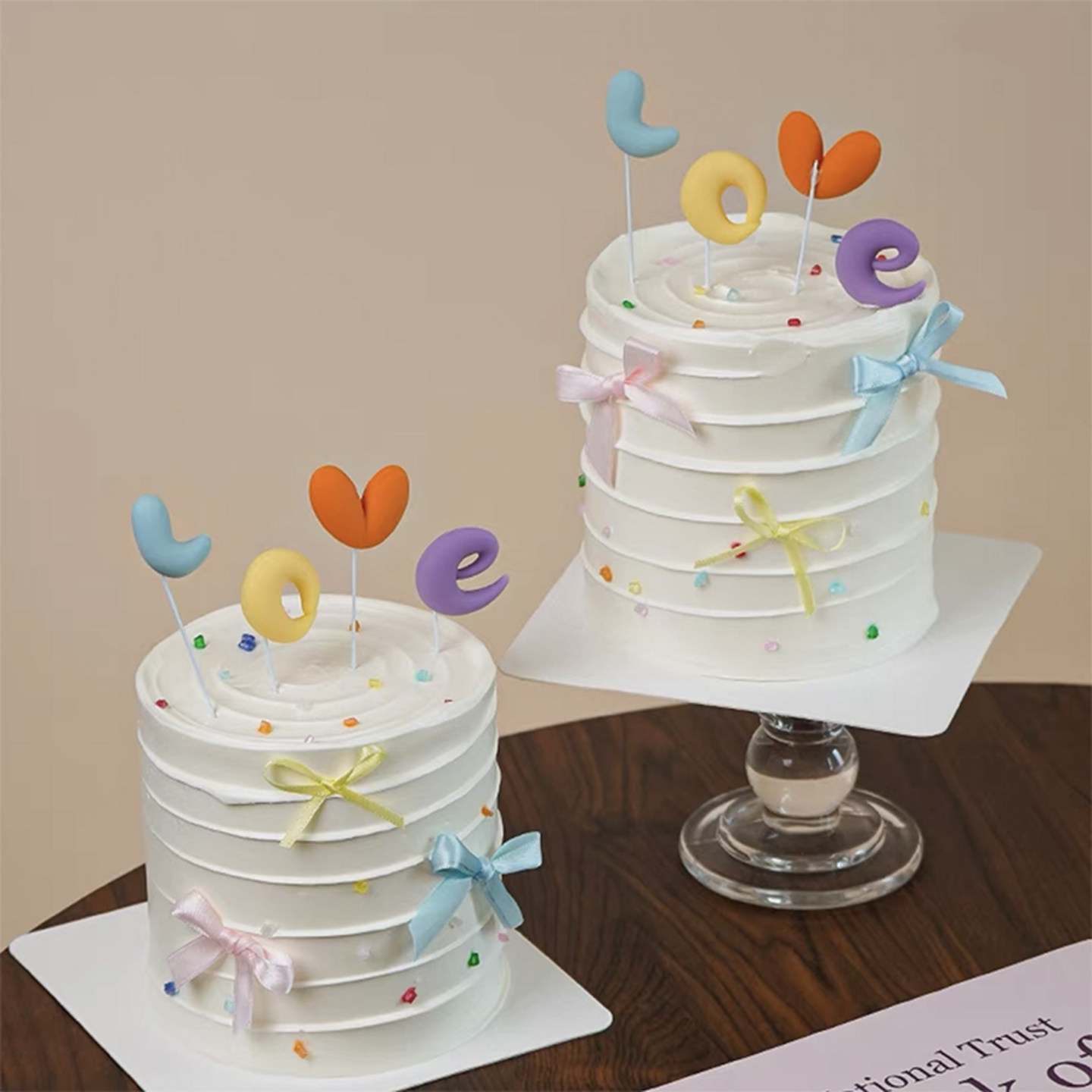 网红情人节简约ins风蛋糕装饰摆件love告白插件马卡龙丝带蝴蝶结,淘宝优惠券,粉丝福利购,淘宝优惠卷