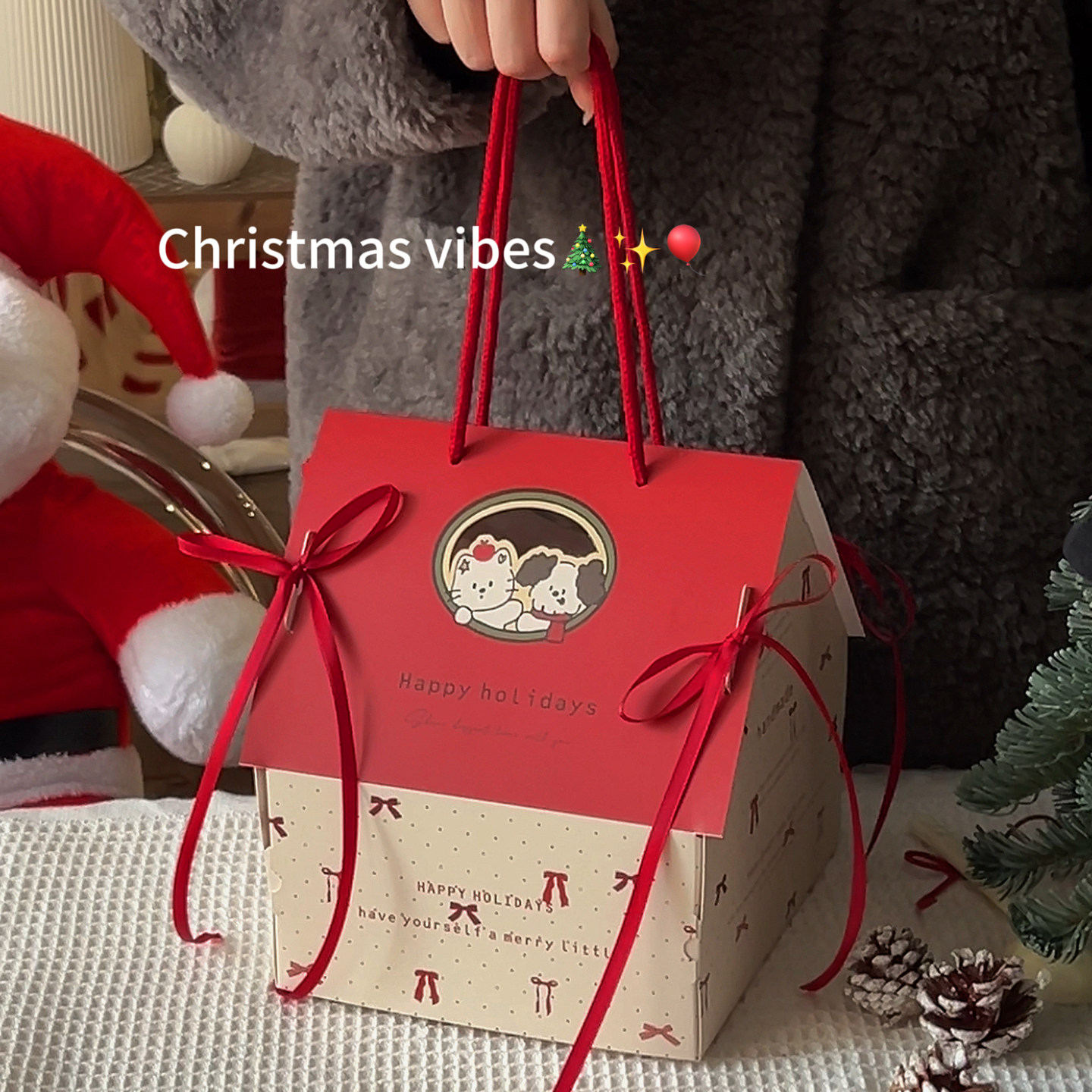 包邮网红圣诞节新年跨年红房子纸杯蛋糕礼盒手提包装甜品饼干盒,淘宝优惠券,粉丝福利购,淘宝优惠卷