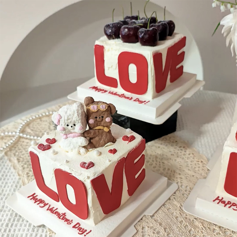 2025情人节网红烘焙蛋糕装饰摆件亚克力LOVE ins风可爱小狗狗插件