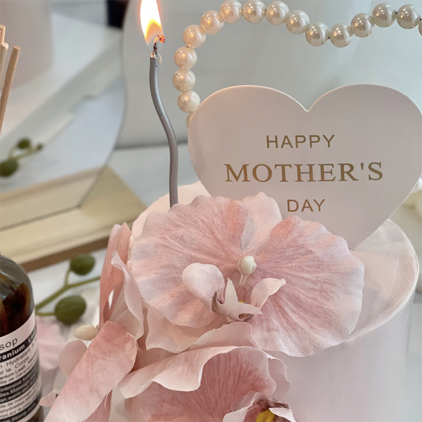 2025网红烘焙蛋糕装饰摆件浪漫妈妈母亲节快乐珍珠爱心蝴蝶兰插件,淘宝优惠券,粉丝福利购,淘宝优惠卷