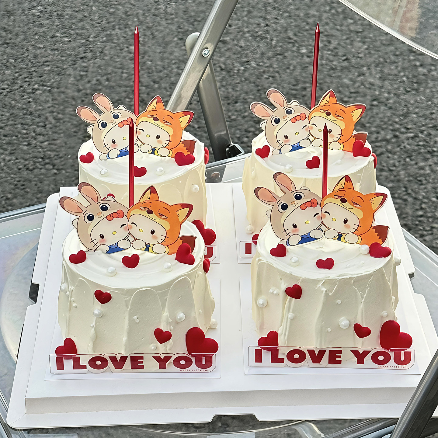 包邮2.14情人节蛋糕装饰插件亚克力狐兔Kitty情侣ILOVEU爱心表白,淘宝优惠券,粉丝福利购,淘宝优惠卷