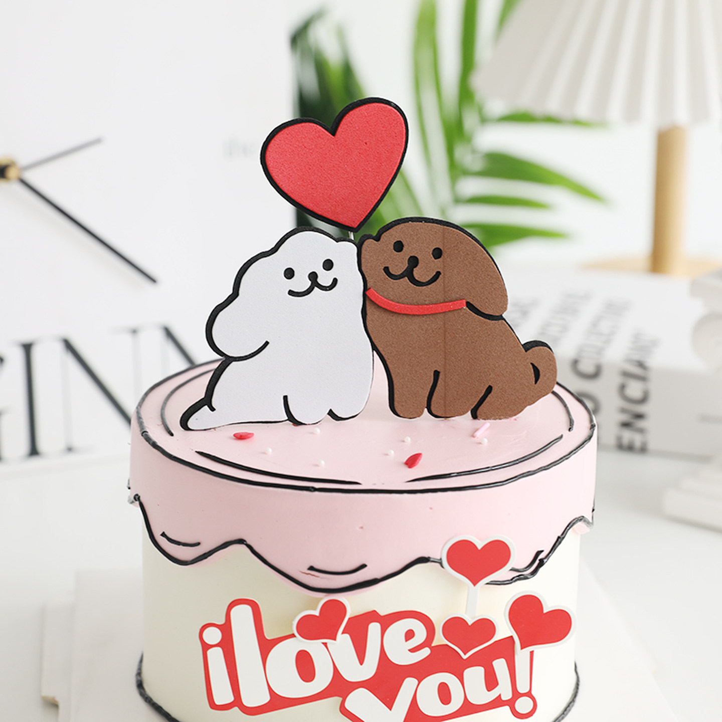 包邮漫画线条小狗eva爱心七夕情人节网红蛋糕装饰卡通狗生日插件,淘宝优惠券,粉丝福利购,淘宝优惠卷