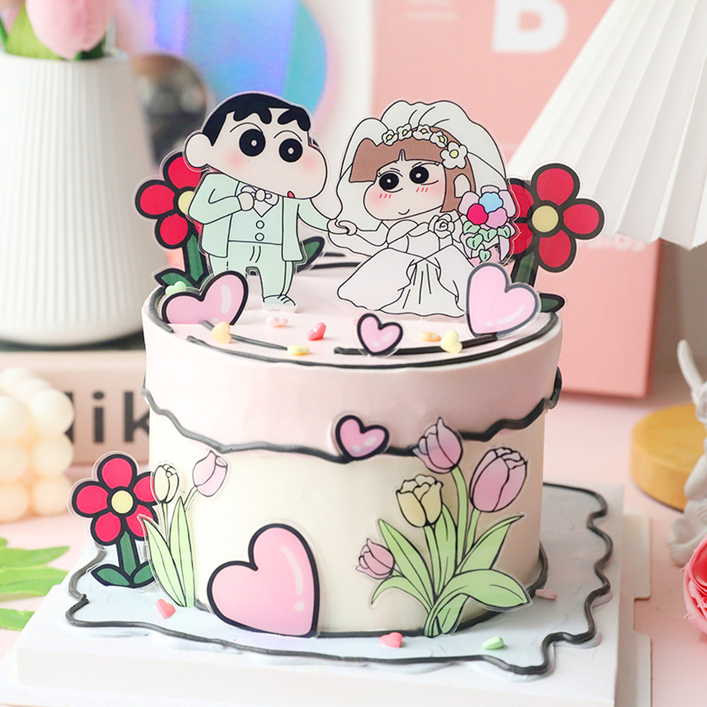网红蜡笔小新蛋糕装饰摆件插卡求婚订婚宴主题甜品台布置烘焙装扮,淘宝优惠券,粉丝福利购,淘宝优惠卷