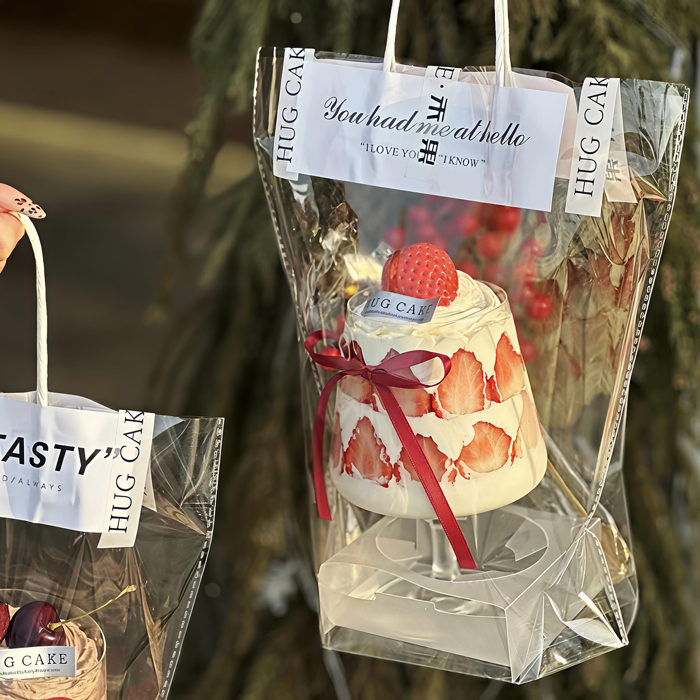 网红新年圣诞蛋糕装饰高脚杯手提袋底托包装草莓碰杯玻璃红酒杯,淘宝优惠券,粉丝福利购,淘宝优惠卷