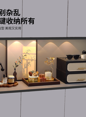 中古风玄关木质置物架家居装饰品