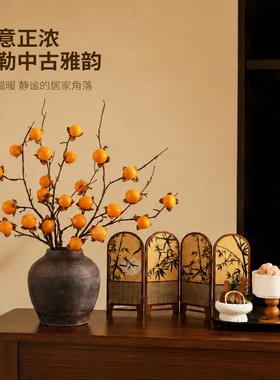 中古风客厅玄关仿真花摆件装饰画