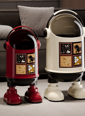 中古风太空人垃圾桶大号家用大容量高颜值卫生间厨房加特厚收纳桶