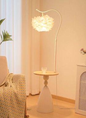 中古风落地灯氛围感置物架客厅沙发旁装饰摆件卧室角落立式床头灯