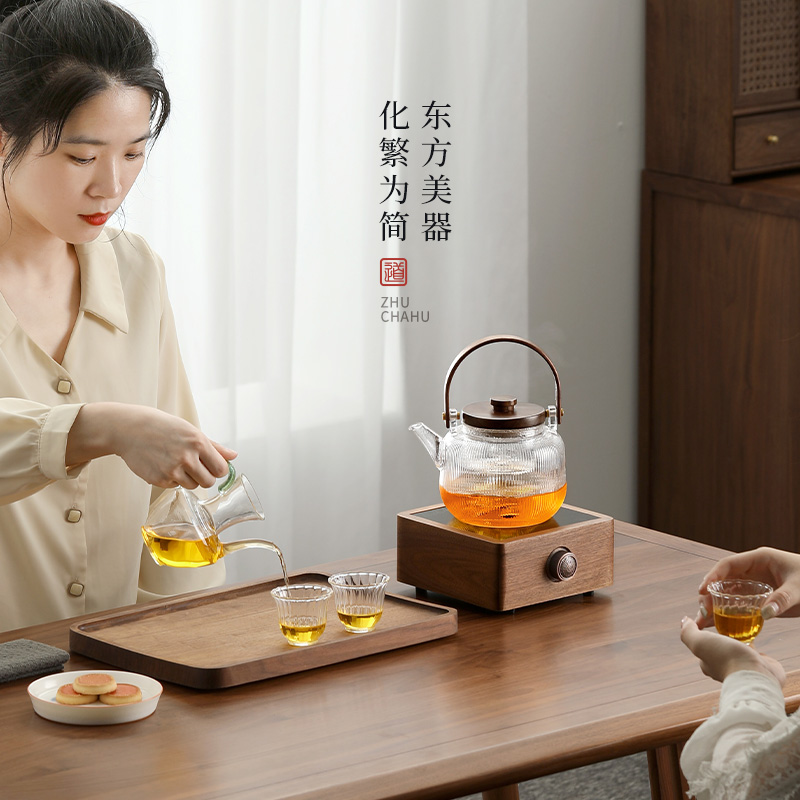 尚言坊煮茶壶煮茶器新款加厚玻璃耐高温烧水泡茶白茶电陶炉煮茶炉