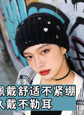 秋冬发带外戴宽边毛线针织头带