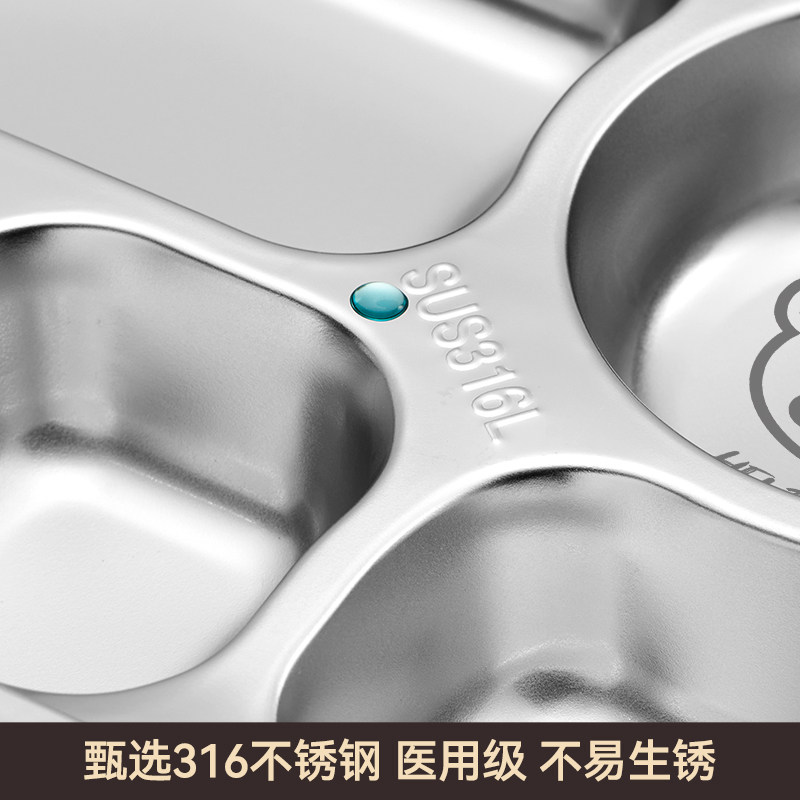 316不锈钢餐盘学生饭盒幼儿园儿童便当盒饭碗食堂打饭分格带盖盘,淘宝优惠券,粉丝福利购,淘宝优惠卷