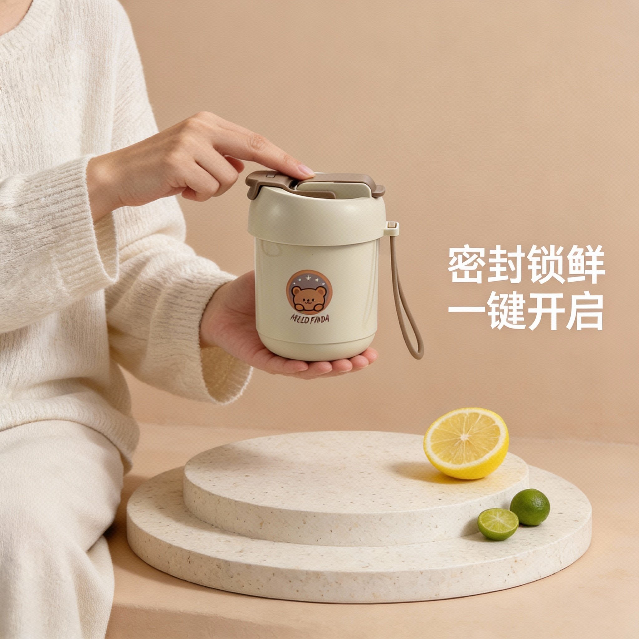 双饮杯316不锈钢按压挂绳可爱卡通学生通勤办公室萌系便携喝水杯,淘宝优惠券,粉丝福利购,淘宝优惠卷