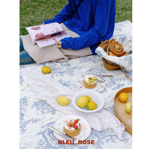 BLEU et ROSE【去野餐吧】自制法式田园餐布复古韩系ins桌布野餐 - 图0